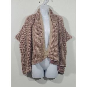 Simply Noelle OS Soft Pink Honeycomb Knit Reversible Wear Long Or Short Cardigan